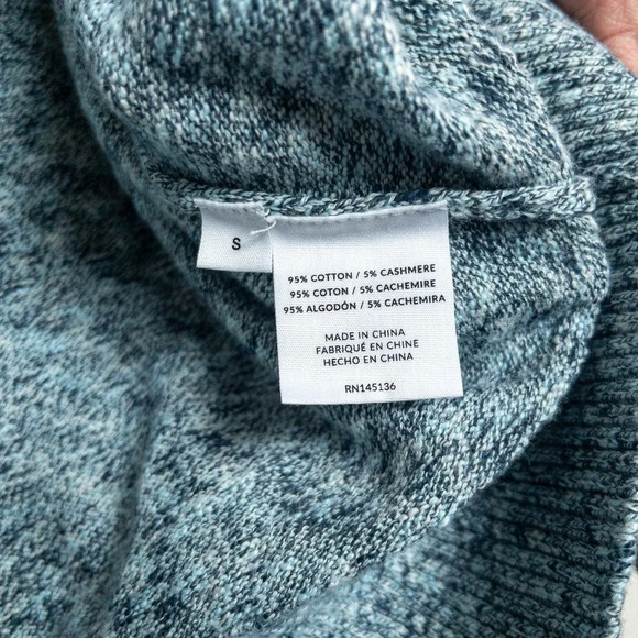 Naadam V-Neck Cardigan Cashmere blend Blue Trim Womens Small - Picture 5 of 7